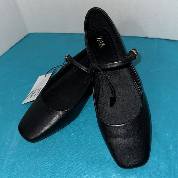 Zara Leather Ballerina Flats - Picture 9 of 9